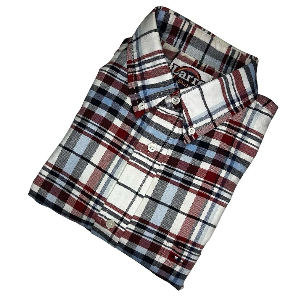 Larro Button Down Short Sleeve Shirt Men's XL Plaid Cotton - Picture 1 of 6